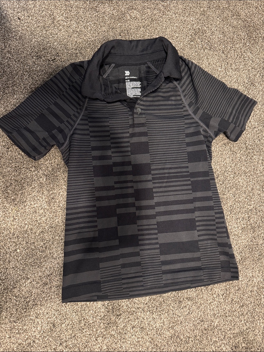 all in motion Black Geometric-Stripe Polo